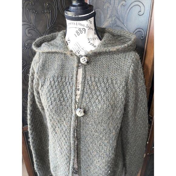 Elisabetta Collection Italy Olive Green Alpaca Wool Blend Cardigan Sweater M - Picture 2 of 7